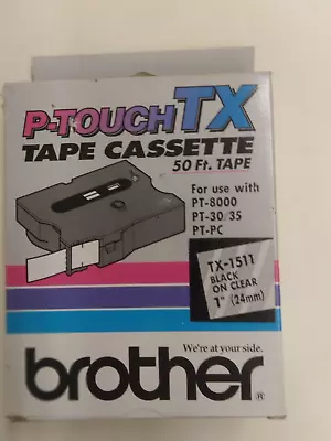 New Genuine Brother P-Touch 50' Tape Cassette TX-1511 Black On Clear 1  • $17.95