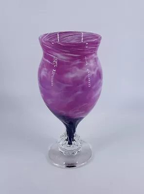 Handblown Footed Glass Vase/Goblet Purple And Pink Ombre • $45
