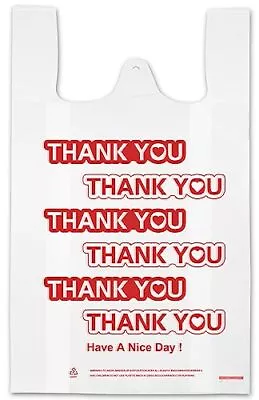 Ginkgo 140 PCS Plastic Thank You Bags With Handles T-Shirt Bags For Small Bu • $15.18