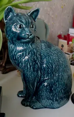 £195 • Buy EXTREMELY RARE Poole Pottery Blue Glaze CAT SITTING  11   Barbara Linley-Adams
