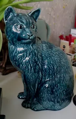£195 • Buy EXTREMELY RARE Poole Pottery Blue Glaze CAT SITTING  11   Barbara Linley-Adams