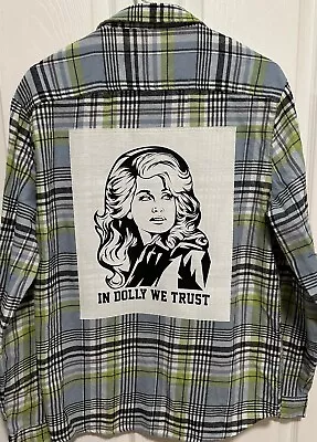 DOLLY PARTON Flannel Shirt W/ Vintage Dolly Tee On Back Mens L • $43.20