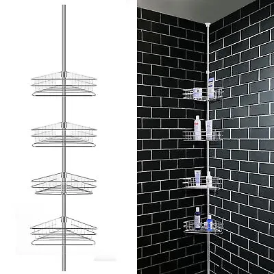 £25.89 • Buy 4 Tier Bathroom Telescopic Corner Shelf Storage Wall Rack Shower Caddy Organizer