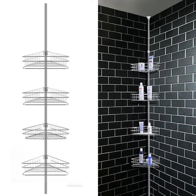 £25.89 • Buy 4 Tier Bathroom Telescopic Corner Shelf Storage Wall Rack Shower Caddy Organizer