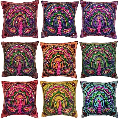 £4.99 • Buy Peacock Suzani Cushion Cover Eclectic Boho Indian Pillow Case Gypsy Square 16 
