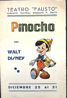 Disney Cuban Edition Insanely Rare Orig 1940  Pinocchio  Xmas Engagement Program • $224.50