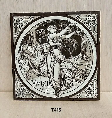 Antique Minton Tile 6 Inch - Idylls Of The King Series - Vivien (T415) • £30