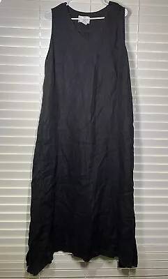 La FIXSUN 100% Linen Black Maxi V-Neck Sleeveless Pockets Lagenlook Dress XL • $40