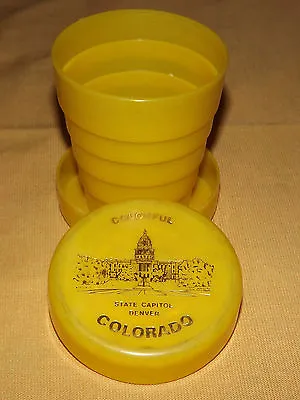 Vintage Colorful Denver Colorado Souvenir Collapsible Yellow Travel Cup • $27.99