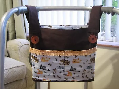 Walking/zimmer Frame Bag With 4 Pockets -brown/cats • £11.50