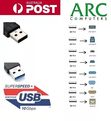 USB 3.0 USB 2.0 To HDMI VGA Type-B Micro-B Phone Charge Extension Cable Adapter  • $6.99