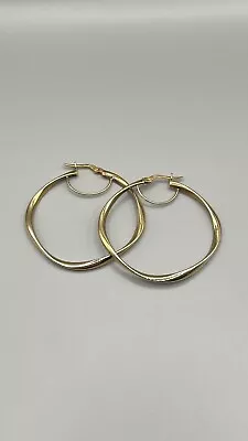 14k Yellow Gold Hoop Earrings Italy Vintage • $169.99