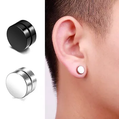 Men Women Stainless Steel Magnetic Stud Non Piercing Earrings Clip Accessories • $1.11