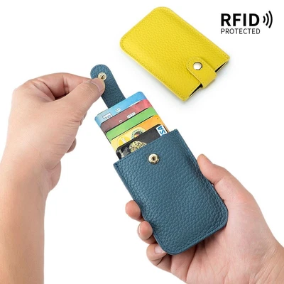 £5.59 • Buy 2pcs Genuine Leather Pull-out Card Wallet Business Card Case  Men Women