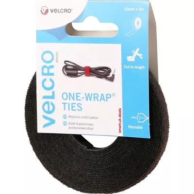 Velcro One-Wrap Reusable Ties Black  Hook And Loop Easy To Use Sticky Tape • £11.99