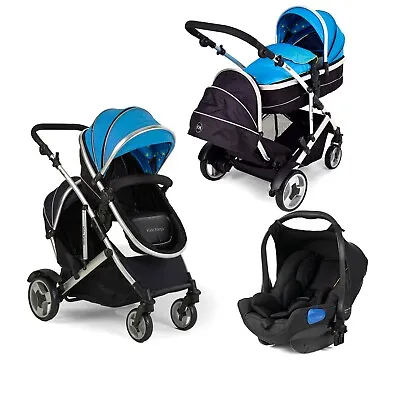 Kids Kargo Duel Ds Aqua Baby&Tot Tandem Pushchair Pram With Free Isofix Car Seat • £449.99