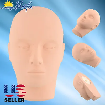 Training Mannequin Head Soft Rubber Practice Makeup Massage FREE 3 EYELASHES • $8.99