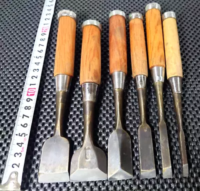 Japanese Chisel Nomi Carpenter Tool Set Of 6 Hand Tool Wood Working Japan 9.00″ • £104.13