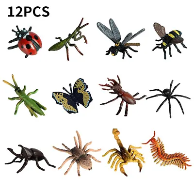 £5.35 • Buy 12pcs Plastic Insect Model Figures Toys Bugs Scorpion Bee Jungle Decor