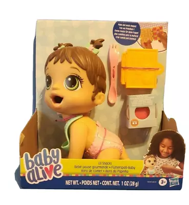 Baby Alive Lil Snacks Doll Eats And Poops With Brown Hair Ages 3+ NEW • $19.99