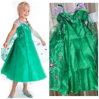 3 Years Disney Store Frozen Elsa Child Halloween Costume Dress Green • $18