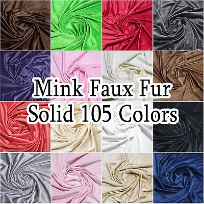 Soft Mink Lamby Faux Fur Plush Doll Clothes Fabric 3mm Pile Solid 105 Color 60 W • $10.98