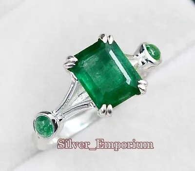 9X7 MM Natural Emerald Cut Gemstone 925 Sterling Silver Gorgeous Ring For Women  • $78.99