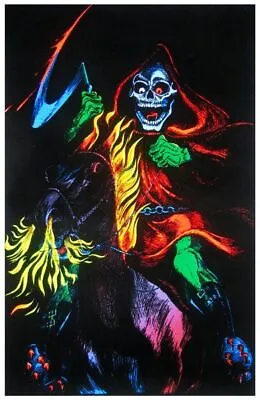 Death Rider - Skeleton - Blacklight Poster - 23x35 Flocked 9333 • $15.95