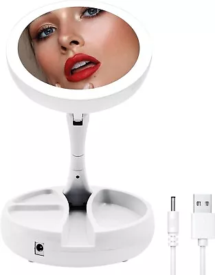 Lighted Makeup Mirror With Magnification 1X/10X Magnifying 21 Led Lights Travel • $19.15