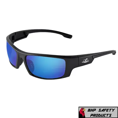 Bullhead Dorado Blue Mirror Matte/Black Safety Glasses Ballistic Rated Sun Z87+ • $11.95