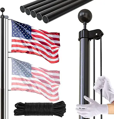 Flag Pole Kit Extra Thick Heavy Duty Aluminum Flagpole Outsides 25 FT • $127.99