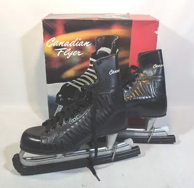 Canadian Flyer Ice Hockey Skates Black Men Size 9 NIB 10443 Sku 868 • $84.21