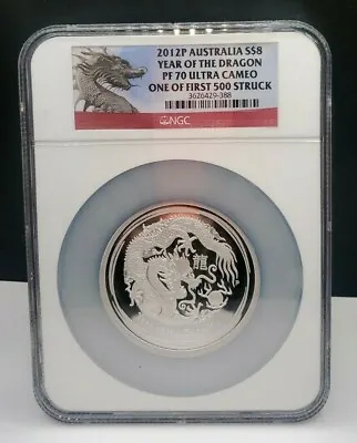 $520 • Buy 2012 Australia Year Of The Dragon 5 Oz Silver $8 Coin NGC PF 70 Ultra Cameo