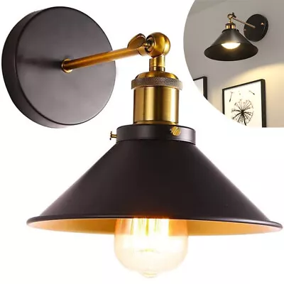 Vintage Industrial Wall Sconce 240° Adjustable Wall Mount Light Fixture Lamp • £14.89