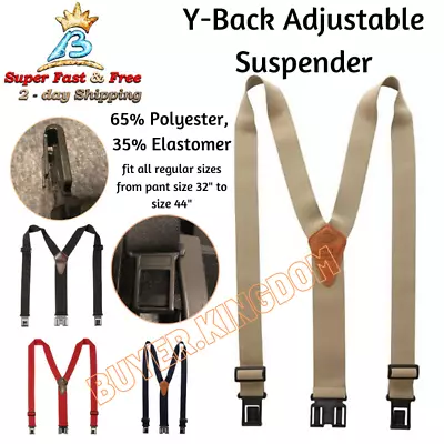 Men Comfortable Perry Suspenders Hook On Belt Wide Y Back Adjustable Imported • $28.77