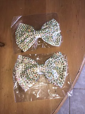 2x Crystal Embellished Hair Bow Clasps  • £3.50