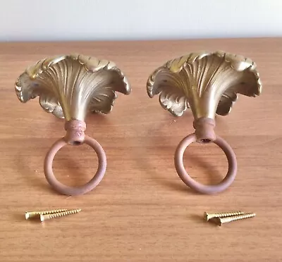 Chandelier Ceiling Rose Pair Vintage Brass Pendant Hook Plate • £69