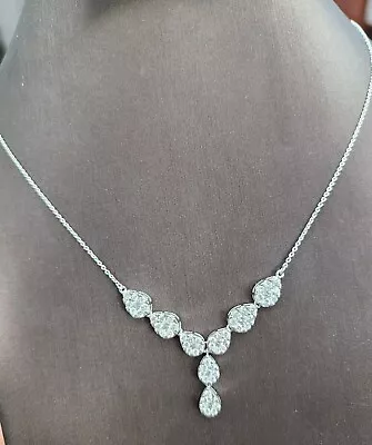 Deal!1.50ct Genuine Natural Round Diamond Ladies Drop Necklace 14k Gold 16.5  • $1695