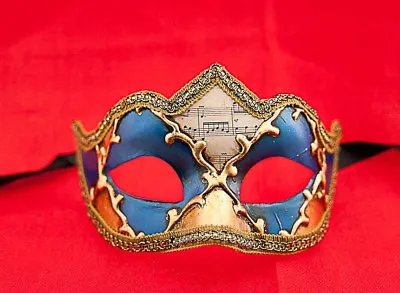 Mask From Venice Colombine IN Tip Musica Blue And Golden For Fancy Dress 691 • $54.67