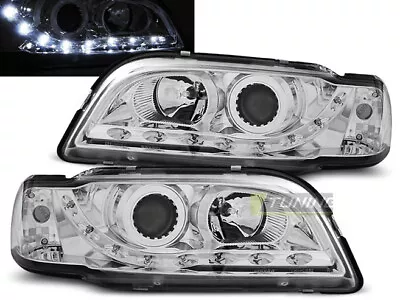 Pair Of Headlights LED DRL Look For Volvo S40 V40 96-00 Daylight Chrome CA LPVO0 • $341.32