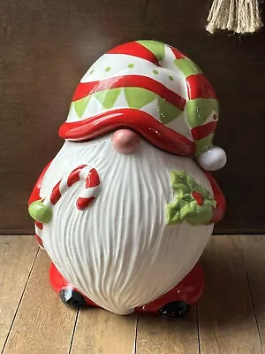 Festive Christmas Gnome Ceramic Cookie Jar Certified International Susan Winget • $33.33