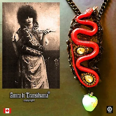 $334.68 • Buy Art Deco Nouveau Jewelry Necklace Pendant Luxury Retro Rare Snake Apple Crystals