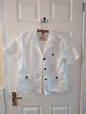 Lauren Ralph Lauren Jacket Womens Large White Denim Jean Shacket Nautical Safari • £15