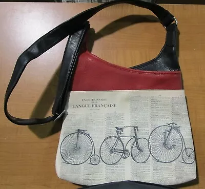 Espe Vegan Leather Purse Handbag: Newspaper Bicycles • $15