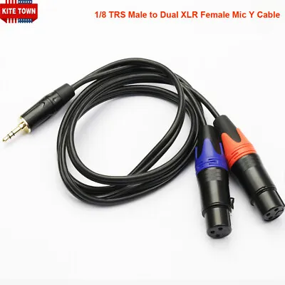 1/8 TRS Male To Dual XLR Female Microphones Stereo Splitter Y Cable Adapter • $14.24