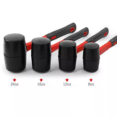 1*Rubber Mallet Hammer Set Heavy Duty 2-tone Fiberglass Grip Handle 24 16 12 8oz • $12.68