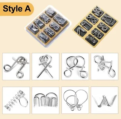 8Pcs/Set Metal Wire IQ Test Brain Teaser Mind Puzzles For Adult & Child 5 Types • $8.99
