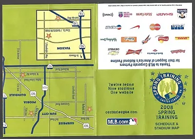 2008 ARIZONA CACTUS LEAGUE  MLB.com  Spring Training  POCKET SCHEDULE  NM • $2.25