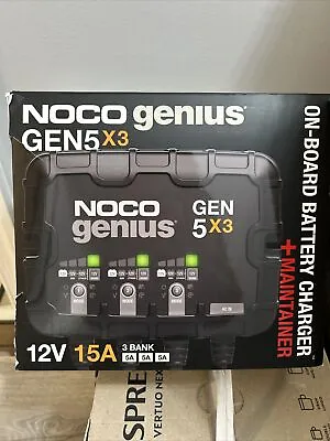 NOCO Genius GEN5X3 3-Bank 15A (5A/Bank) Smart Marine Battery Charger 12V Wate • $170.99