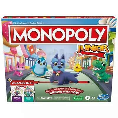 Hasbro Gaming Monopoly Junior/Kids Level 2 Games In 1 Grows With Child NEW • $19.99